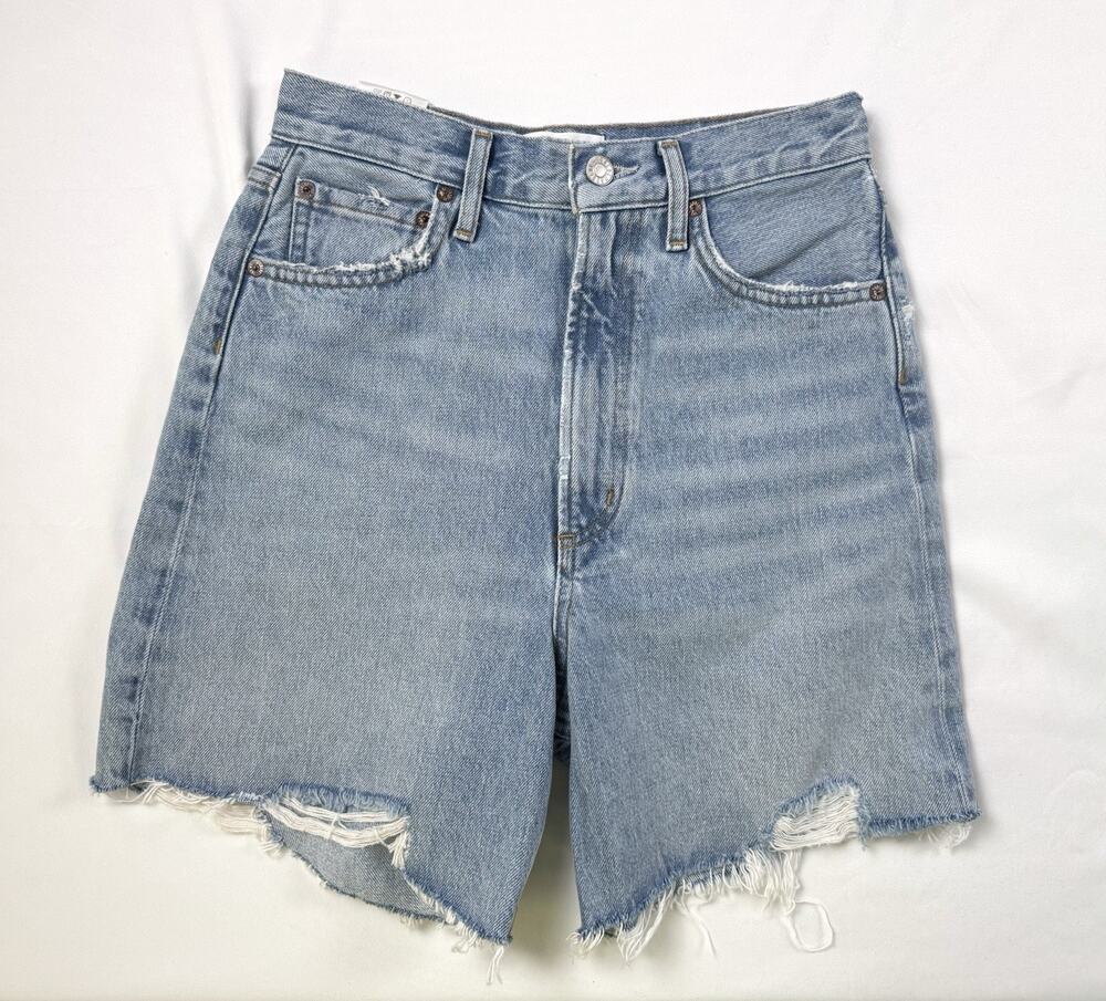 AGOLDE Stella Jean Shorts Women’s 24 Light Wash Blue Distressed Denim